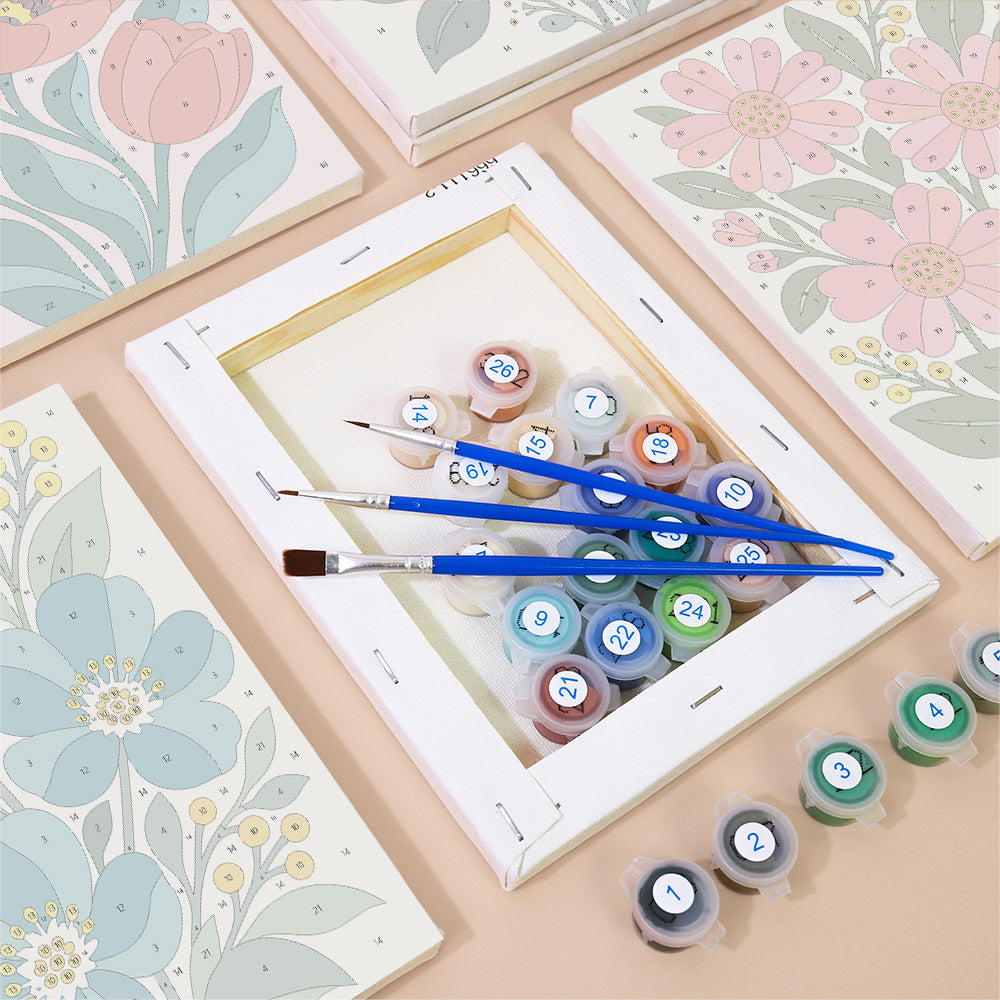 Poppies, Roses and Anemones mini paint by numbers – image 2