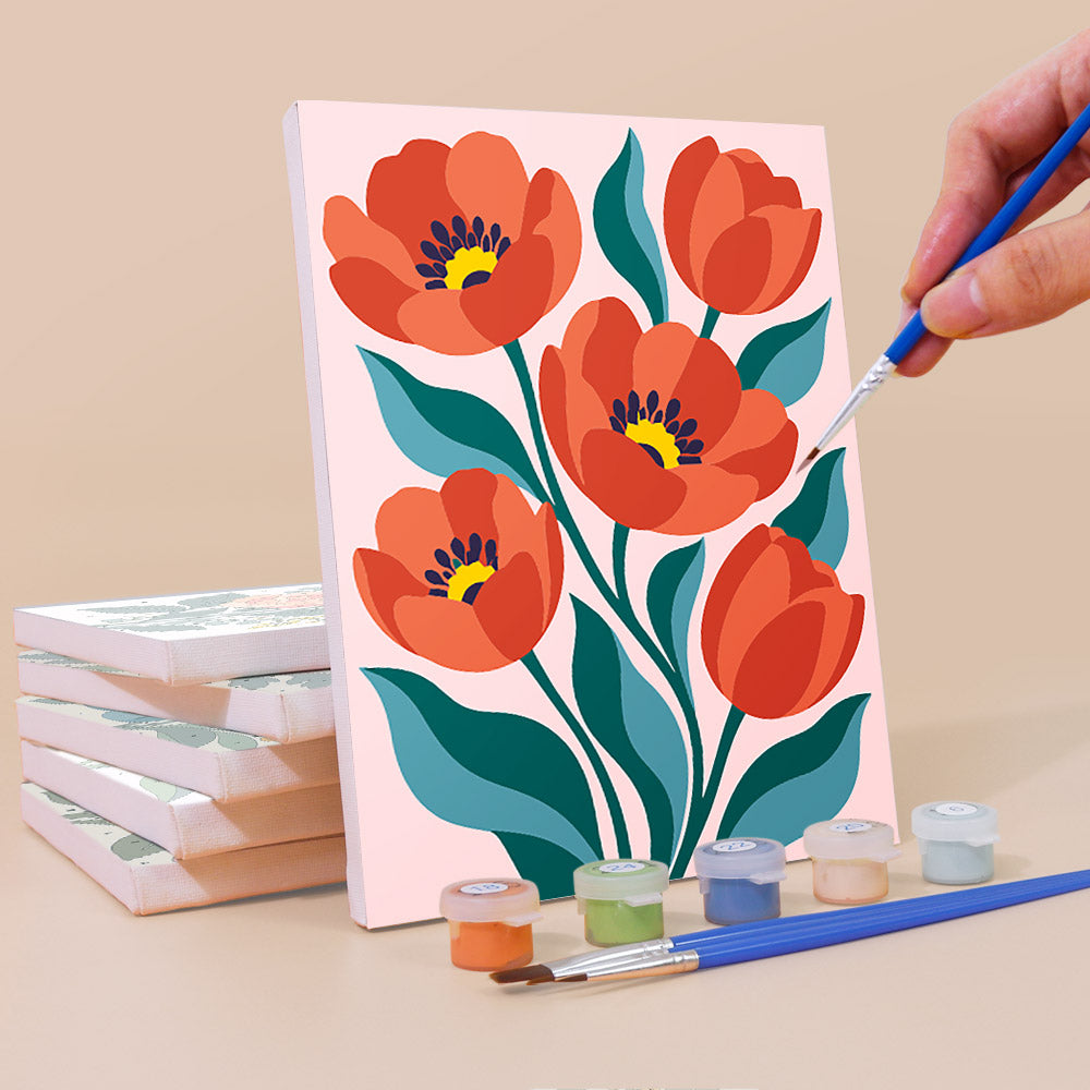 Poppies, Roses and Anemones mini paint by numbers – image 3