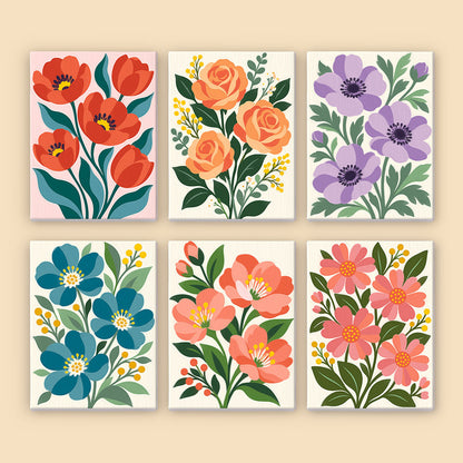 Poppies, Roses and Anemones mini paint by numbers – image 8