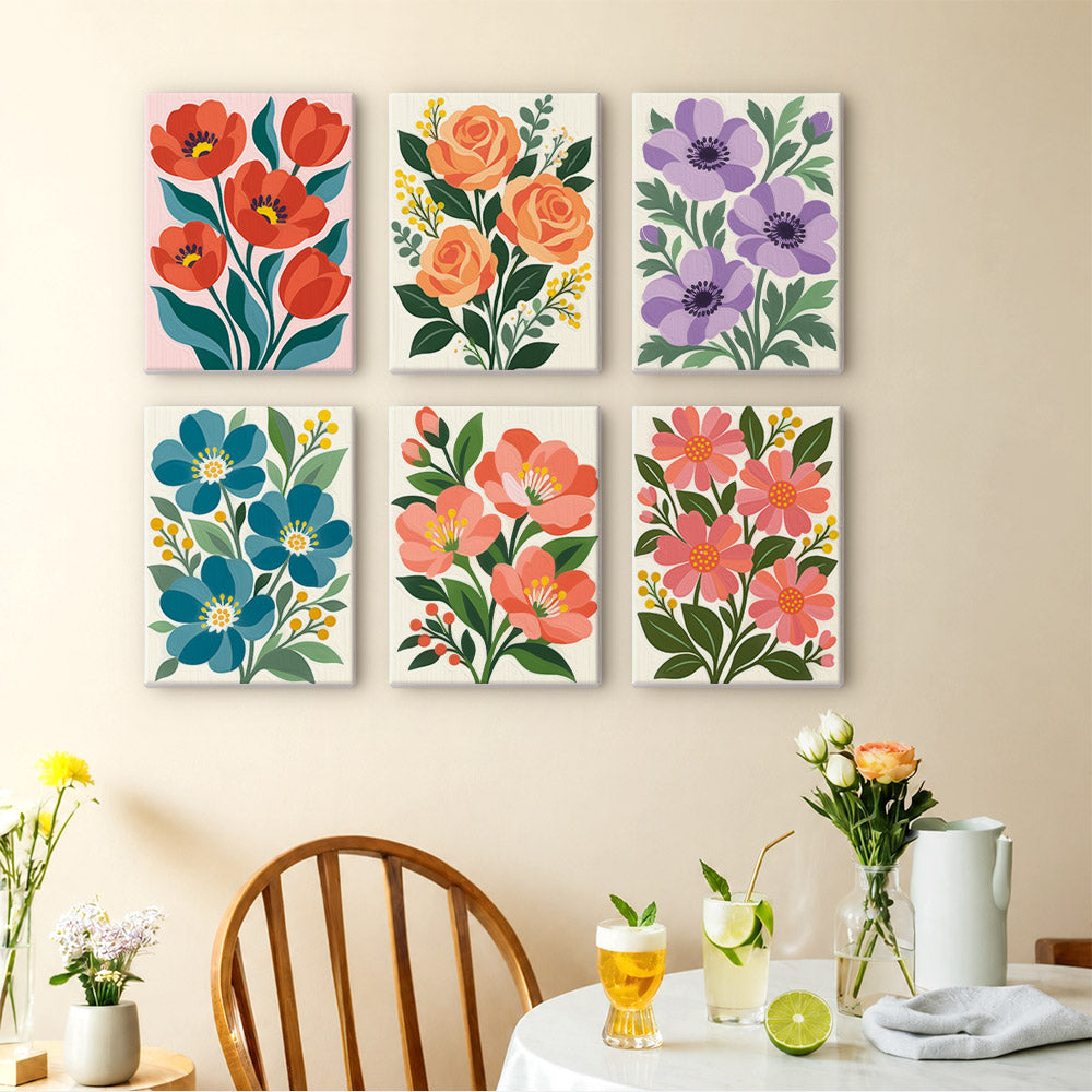 Poppies, Roses and Anemones mini paint by numbers – image 14