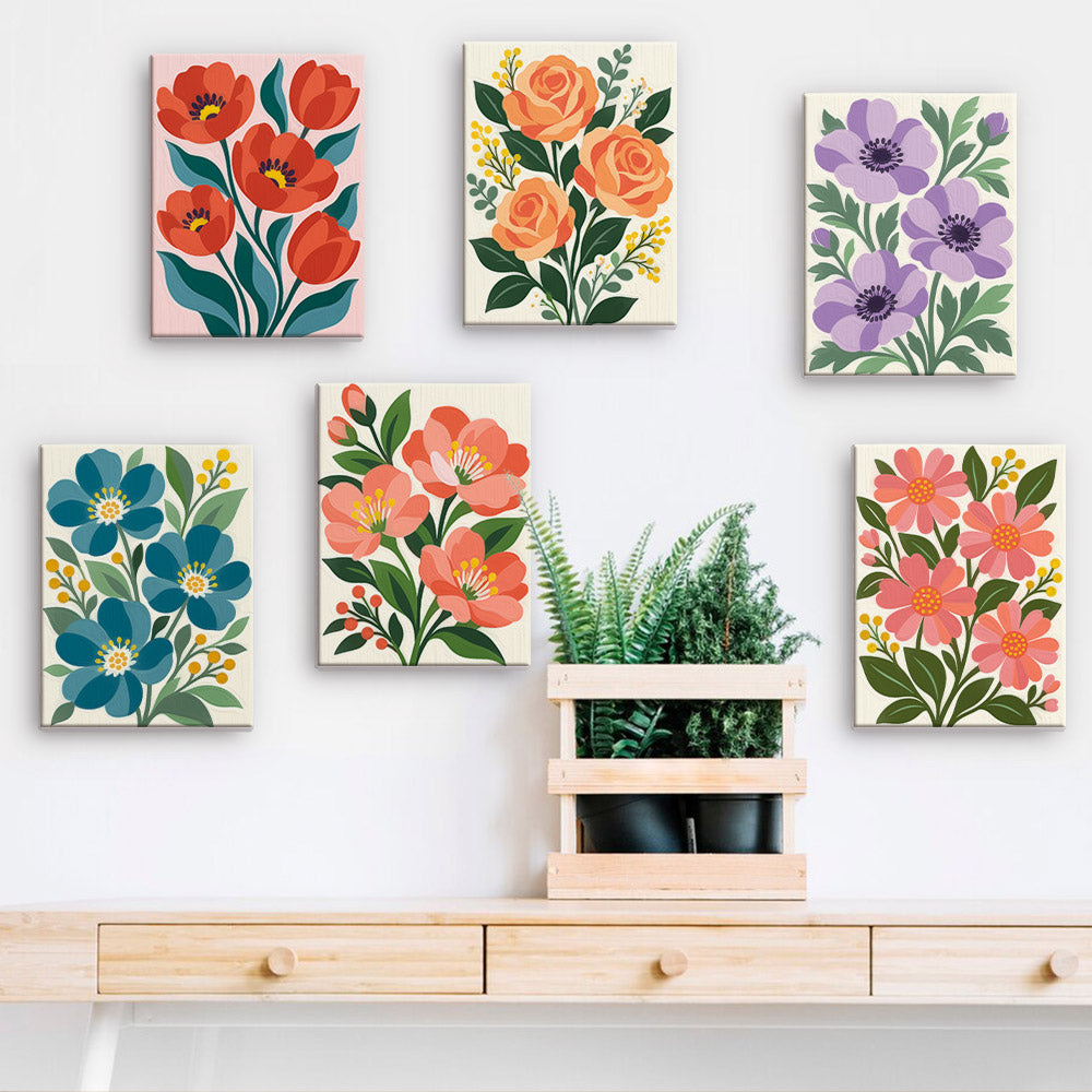 Poppies, Roses and Anemones mini paint by numbers – image 15
