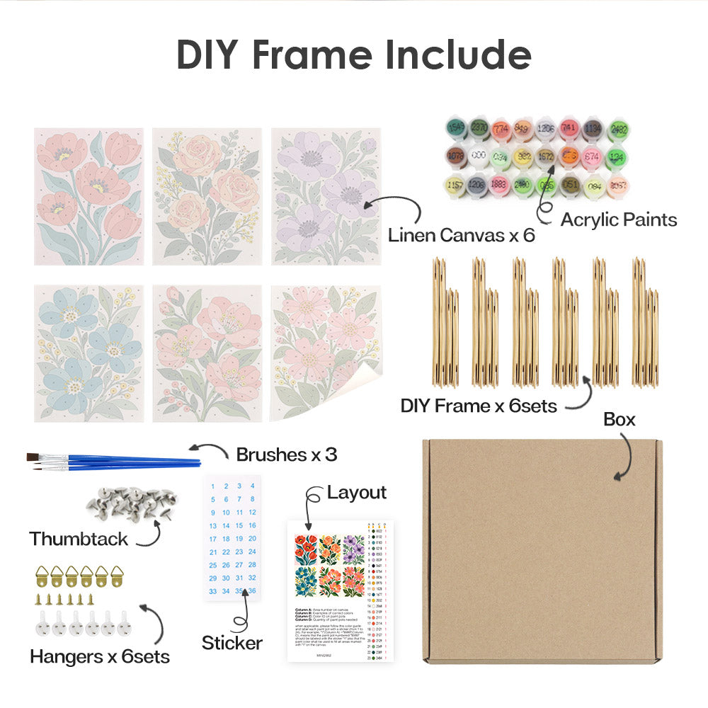 Poppies, Roses and Anemones mini paint by numbers – image 18