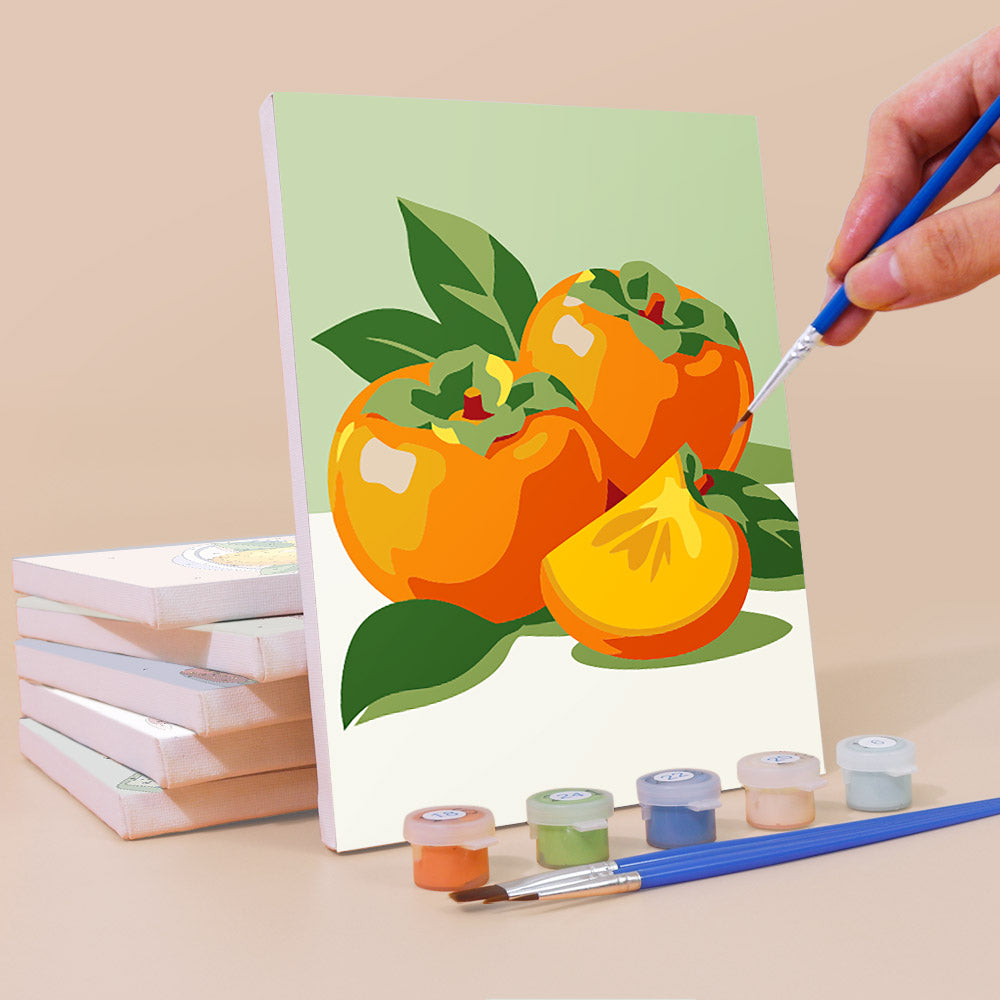 Figs and Persimmons in Blue Bowls mini paint by numbers – image 3