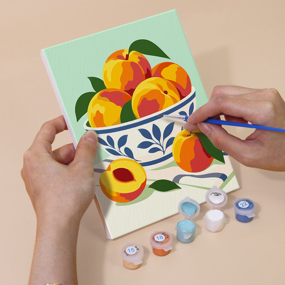 Figs and Persimmons in Blue Bowls mini paint by numbers – image 5