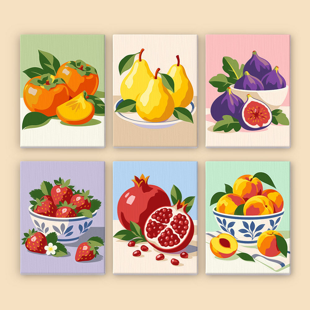Figs and Persimmons in Blue Bowls mini paint by numbers – image 8