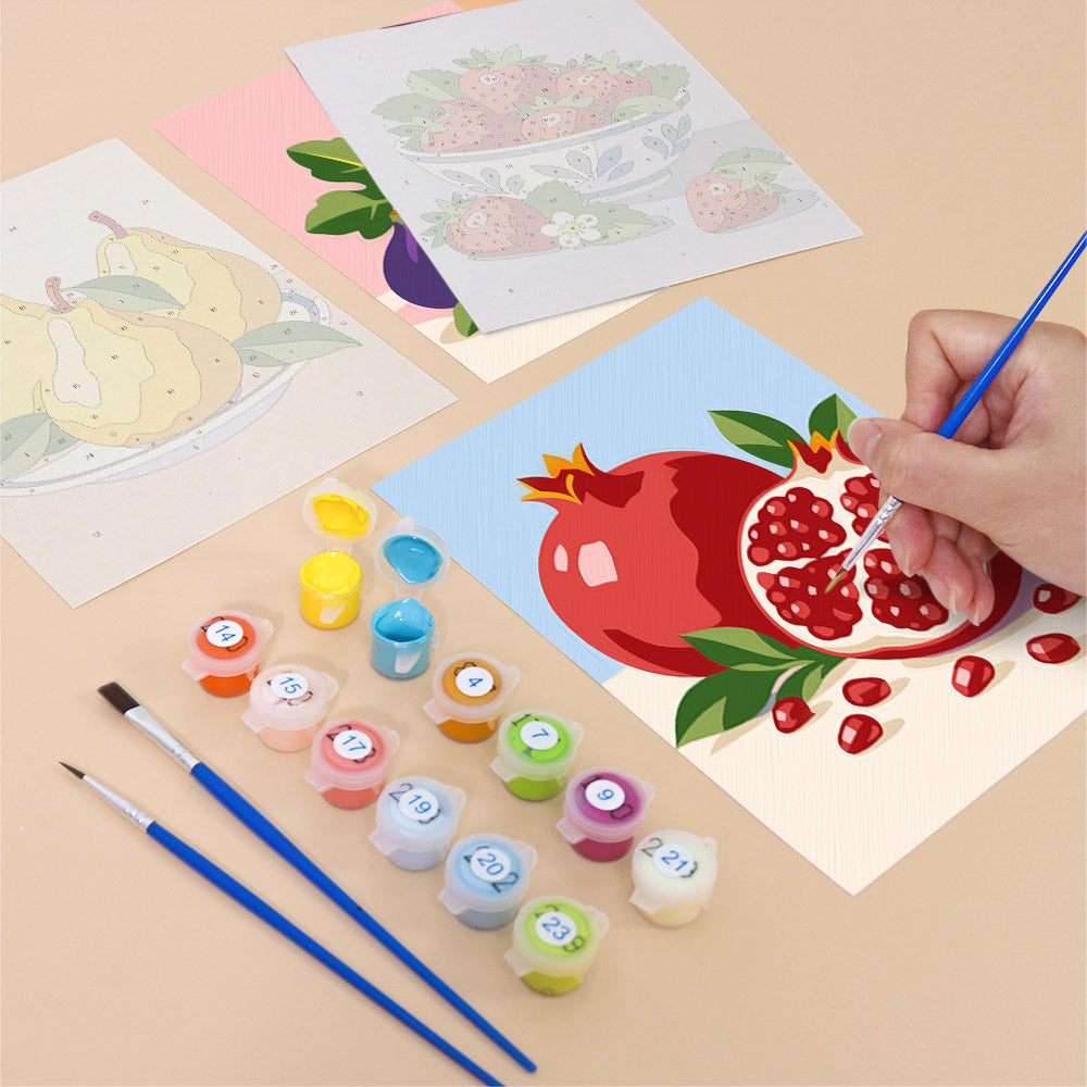 Figs and Persimmons in Blue Bowls mini paint by numbers – image 12