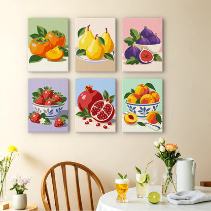 Figs and Persimmons in Blue Bowls mini paint by numbers – image 14