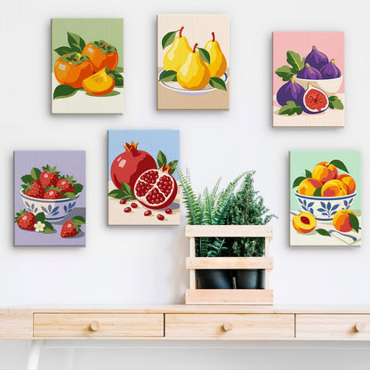 Figs and Persimmons in Blue Bowls mini paint by numbers – image 15