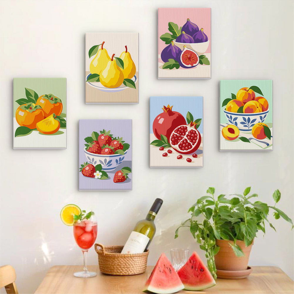 Figs and Persimmons in Blue Bowls mini paint by numbers – image 17