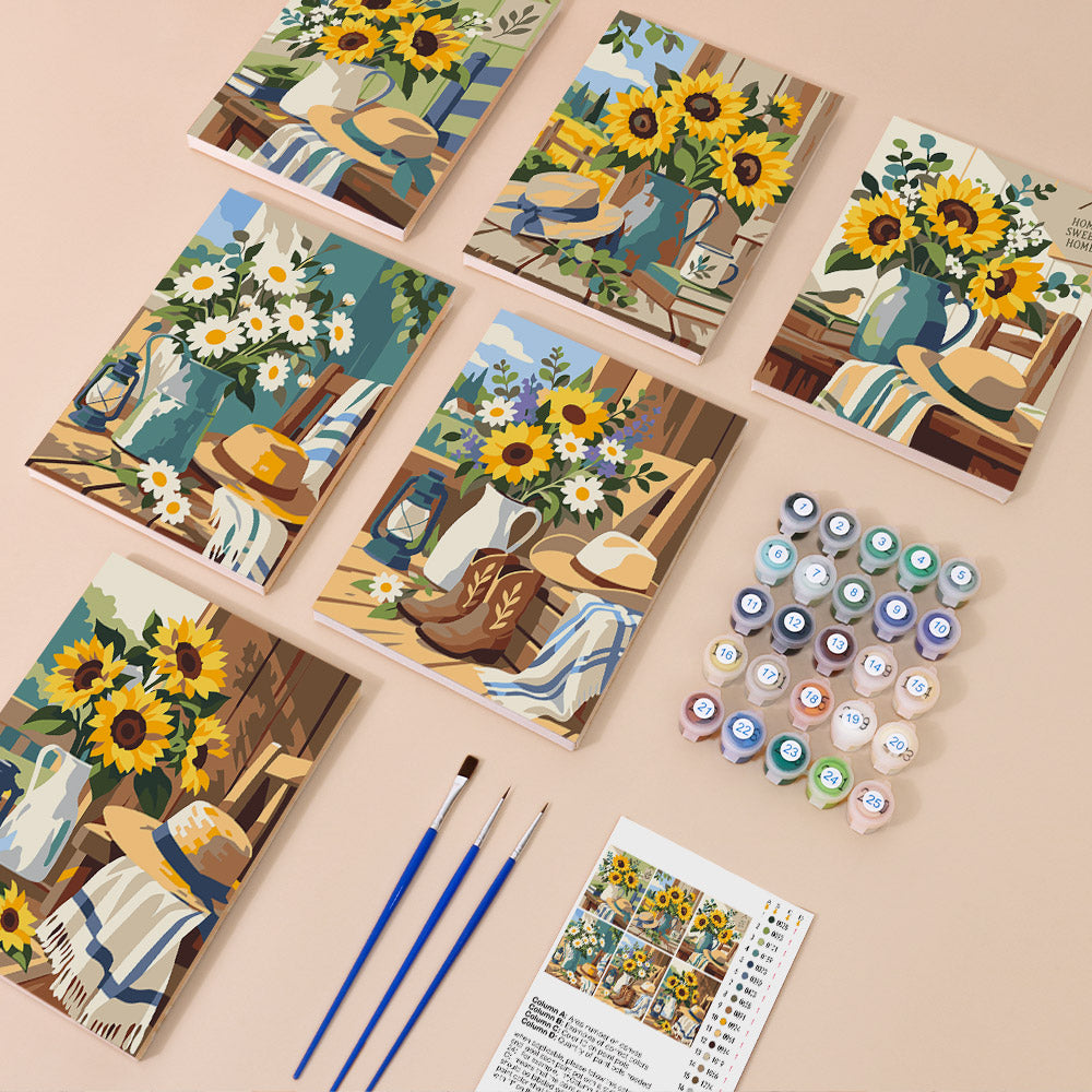 Country Sunflowers mini paint by numbers – image 1