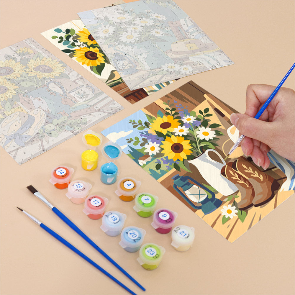 Country Sunflowers mini paint by numbers – image 12