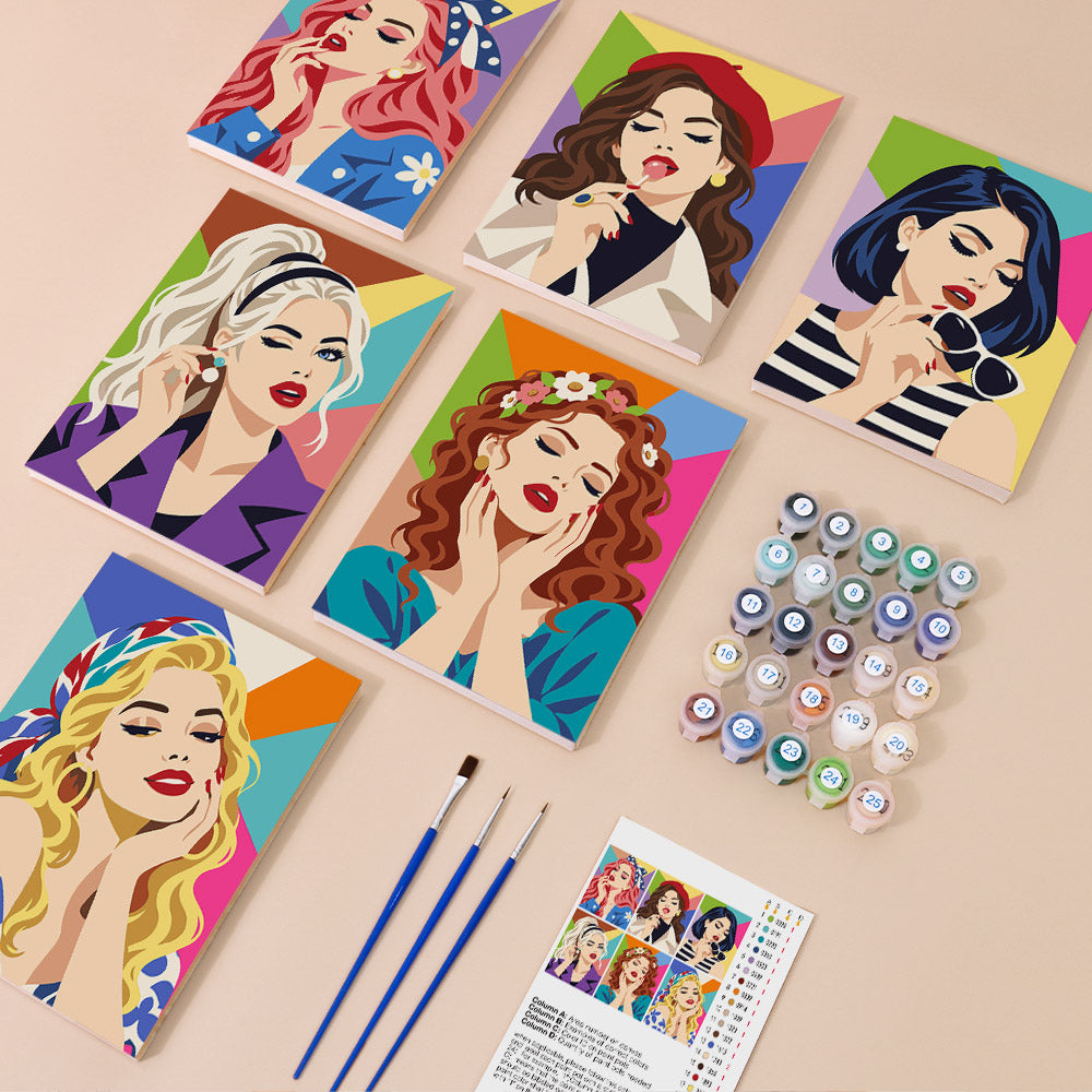 Bandanas, Berets and Red Lips mini paint by numbers – image 1