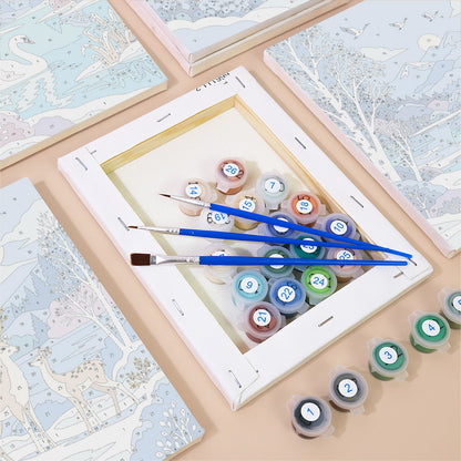 Snowy Lakes with Swan and Fox mini paint by numbers – image 2