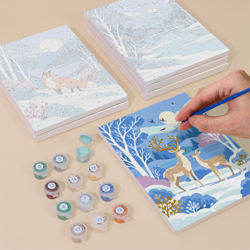 Snowy Lakes with Swan and Fox mini paint by numbers – image 4