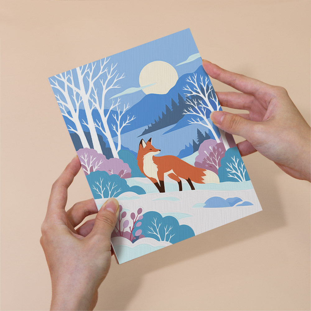 Snowy Lakes with Swan and Fox mini paint by numbers – image 6