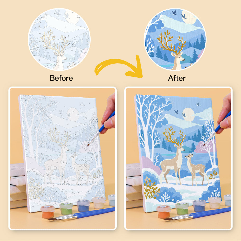 Snowy Lakes with Swan and Fox mini paint by numbers – image 10