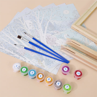 Snowy Lakes with Swan and Fox mini paint by numbers – image 11