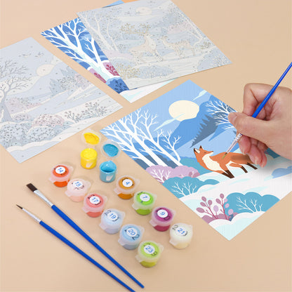 Snowy Lakes with Swan and Fox mini paint by numbers – image 12