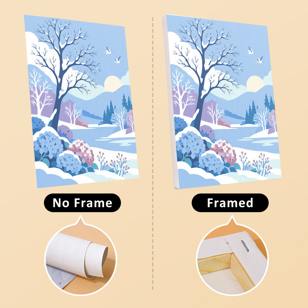 Snowy Lakes with Swan and Fox mini paint by numbers – image 13