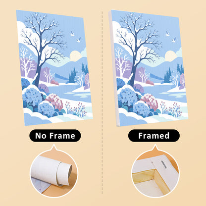 Snowy Lakes with Swan and Fox mini paint by numbers – image 13
