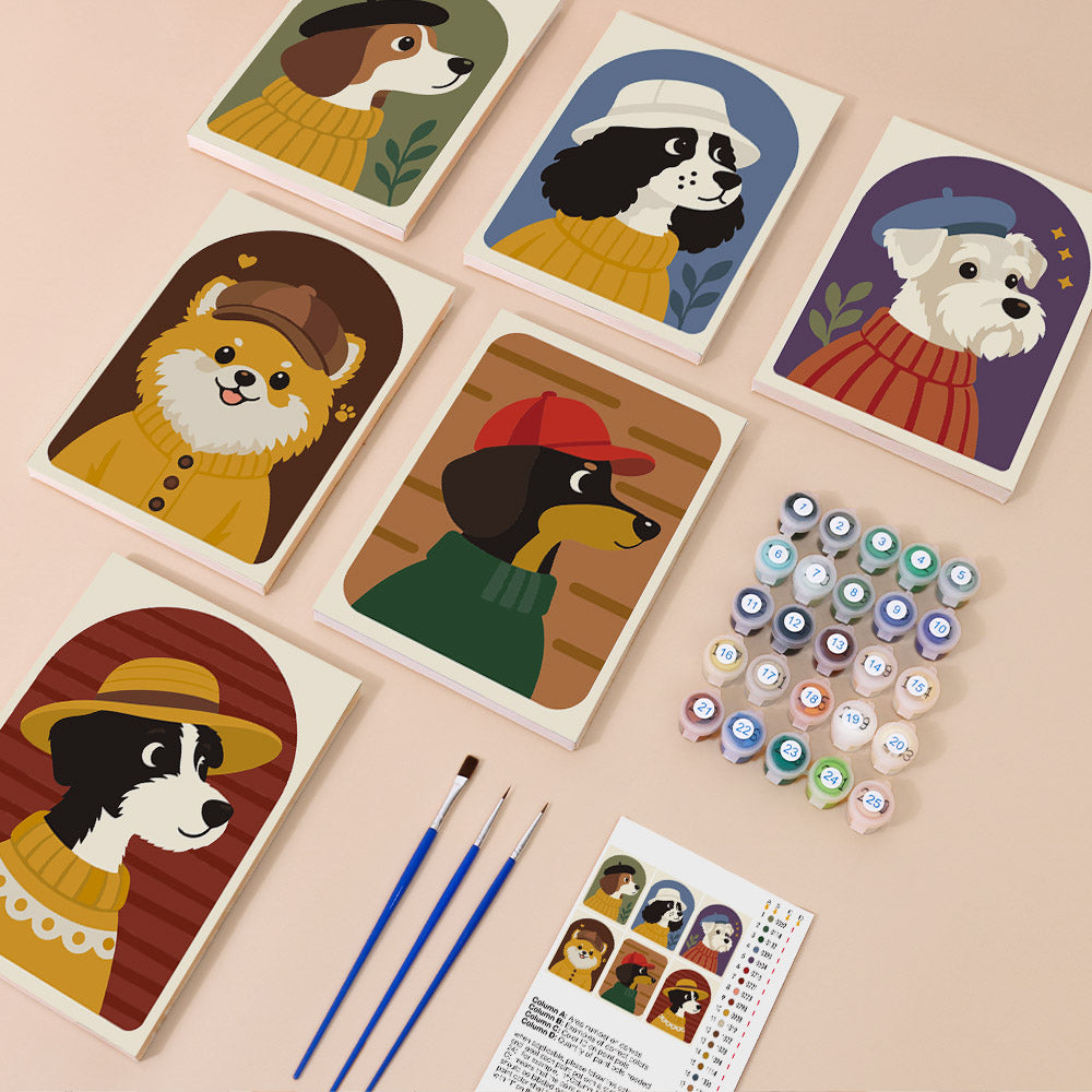 Fashionable Dogs mini paint by numbers – image 1