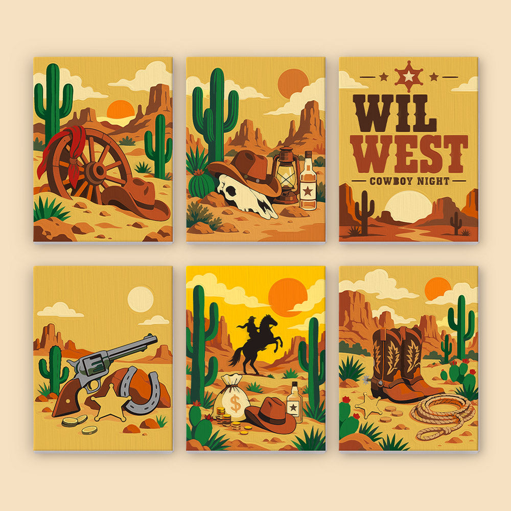 Cacti, Boots and Cowboy Sunsets mini paint by numbers – image 8