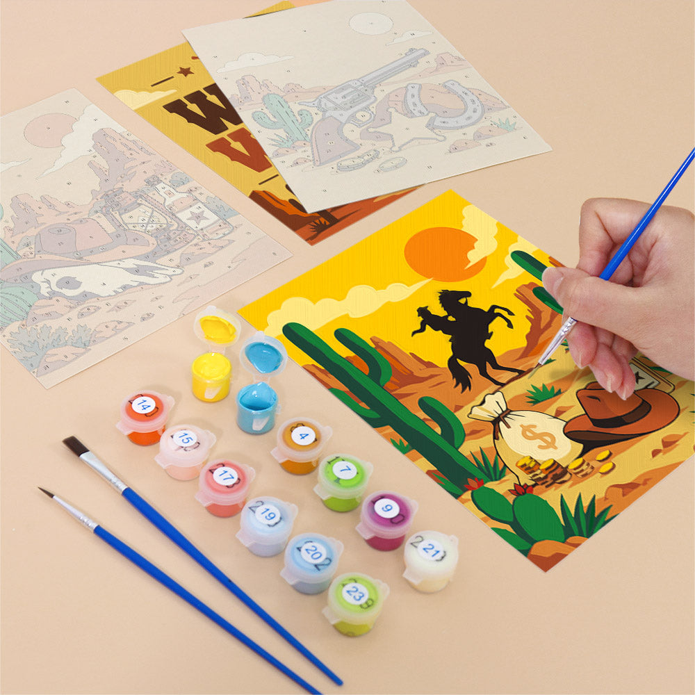 Cacti, Boots and Cowboy Sunsets mini paint by numbers – image 12