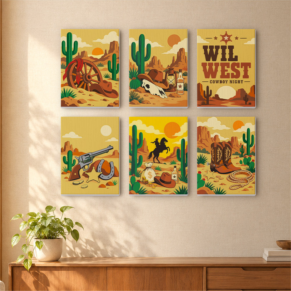 Cacti, Boots and Cowboy Sunsets mini paint by numbers – image 16