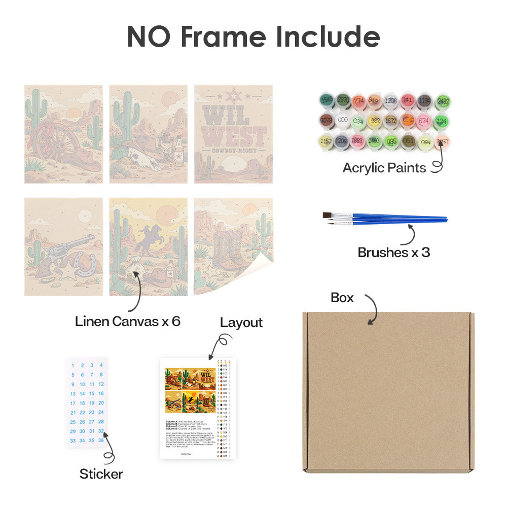 Cacti, Boots and Cowboy Sunsets mini paint by numbers – image 19