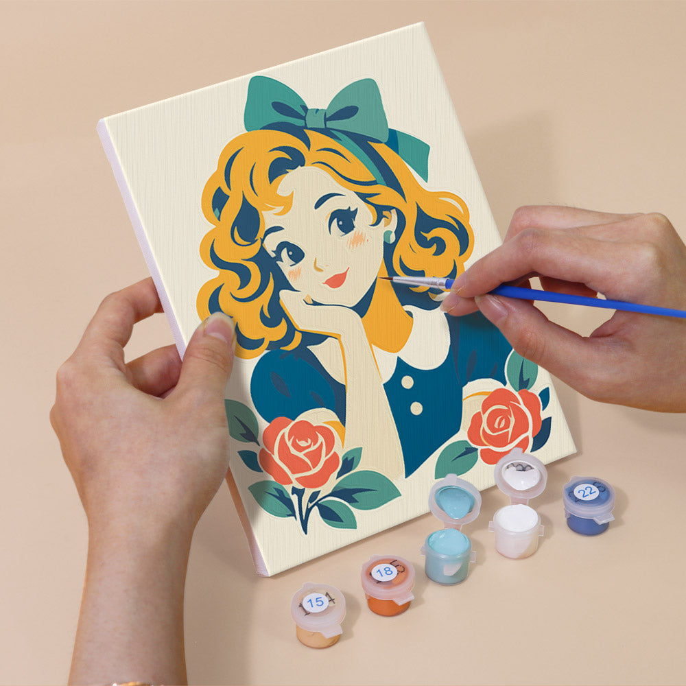 Gingham Girls in Straw Hats mini paint by numbers – image 5