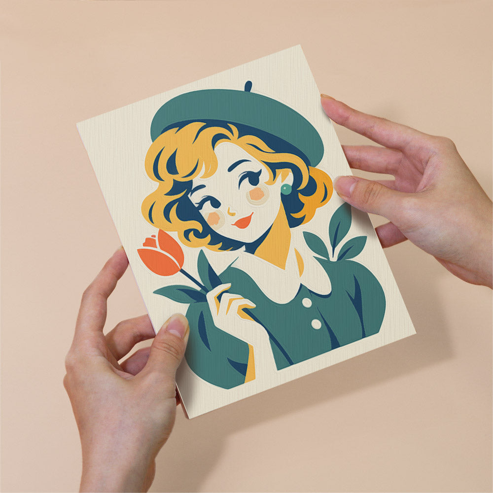 Gingham Girls in Straw Hats mini paint by numbers – image 6