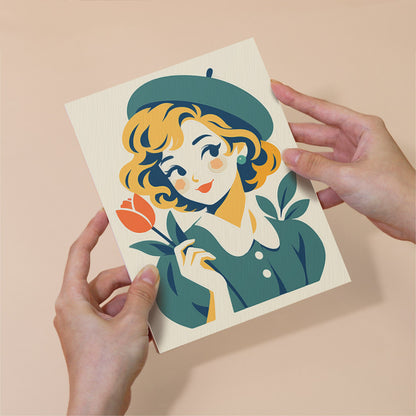 Gingham Girls in Straw Hats mini paint by numbers – image 6