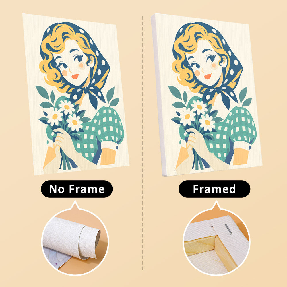 Gingham Girls in Straw Hats mini paint by numbers – image 13