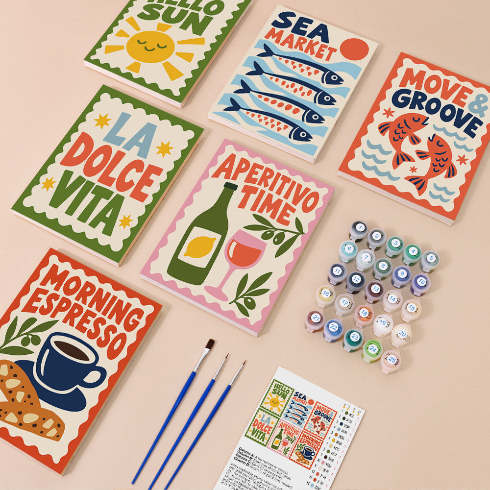 Italian Café Posters mini paint by numbers – image 1