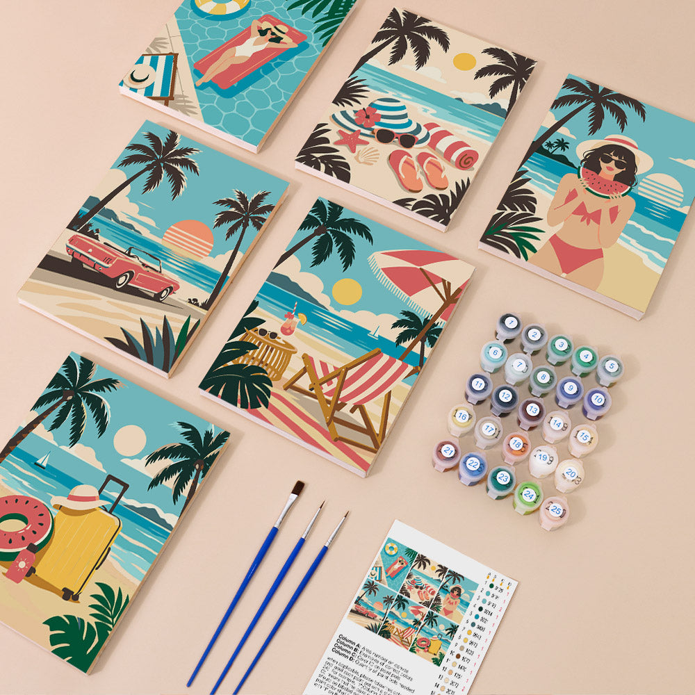 Vintage Beach Vacations mini paint by numbers – image 1