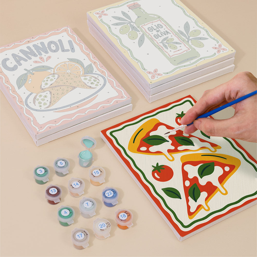 Pasta, Cannoli and Olive Oil mini paint by numbers – image 4