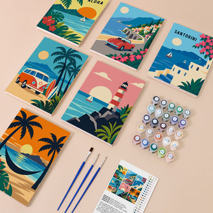 Retro Coastal Getaways mini paint by numbers – image 1