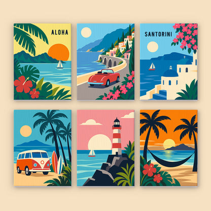 Retro Coastal Getaways mini paint by numbers – image 8