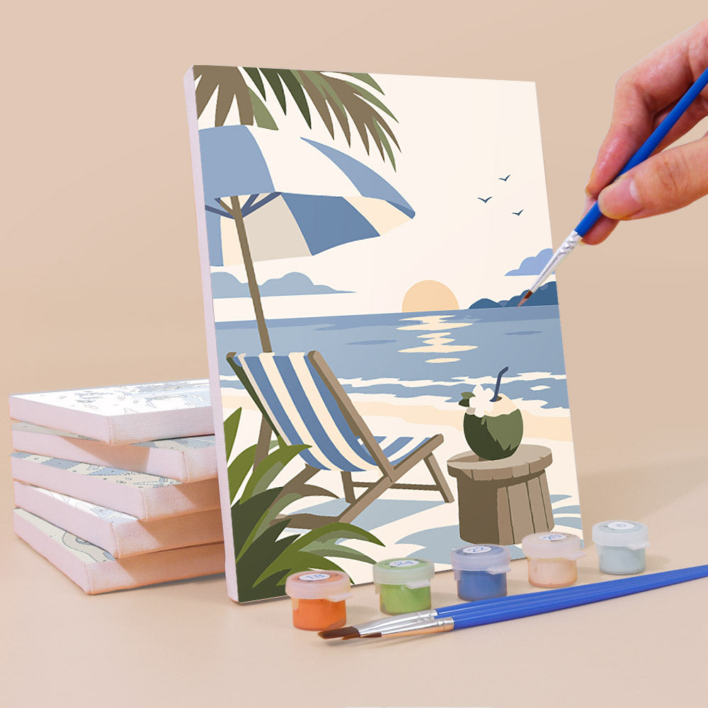 Serene Blue Beach Scenes mini paint by numbers – image 3
