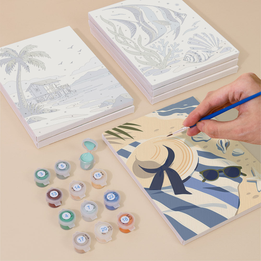 Serene Blue Beach Scenes mini paint by numbers – image 4