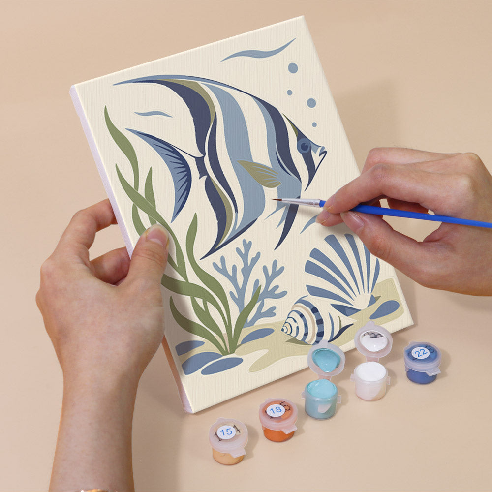 Serene Blue Beach Scenes mini paint by numbers – image 5
