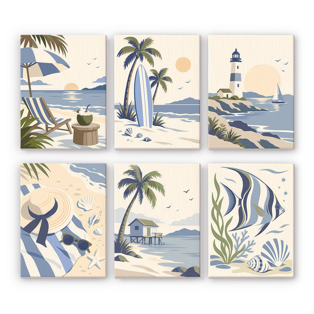 Serene Blue Beach Scenes mini paint by numbers – image 7