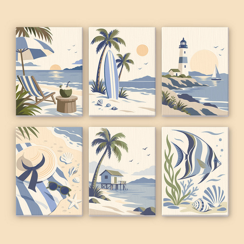 Serene Blue Beach Scenes mini paint by numbers – image 8