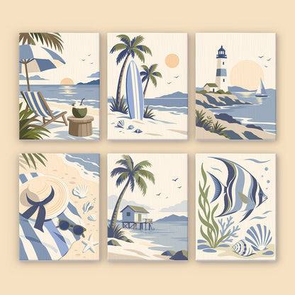 Serene Blue Beach Scenes mini paint by numbers – image 8