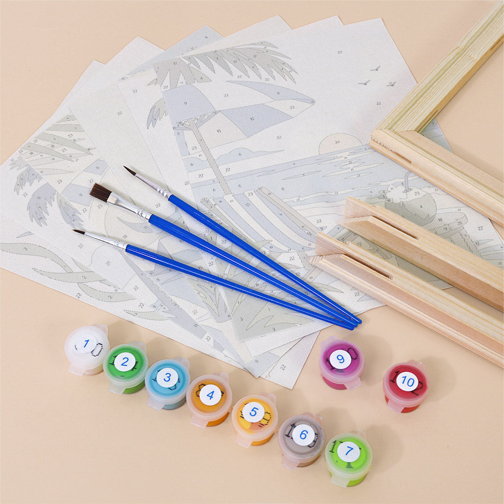 Serene Blue Beach Scenes mini paint by numbers – image 11