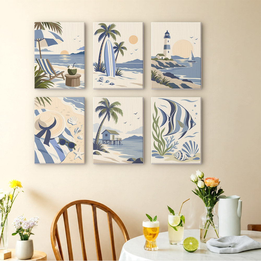 Serene Blue Beach Scenes mini paint by numbers – image 14