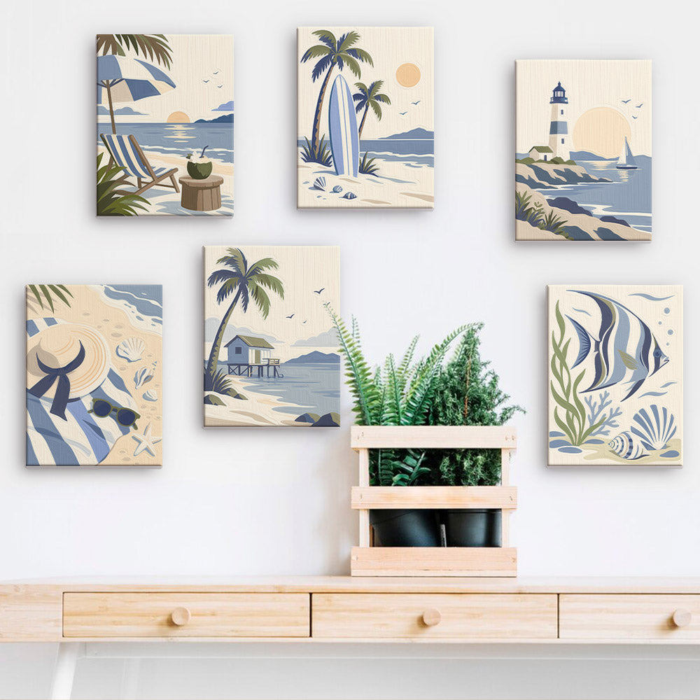 Serene Blue Beach Scenes mini paint by numbers – image 15