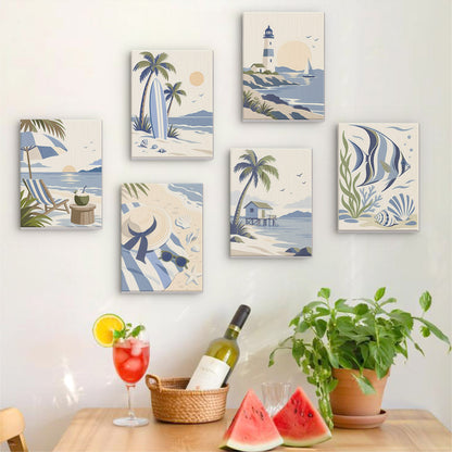 Serene Blue Beach Scenes mini paint by numbers – image 17