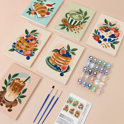 Matcha, Pancakes and Croissants mini paint by numbers – image 1
