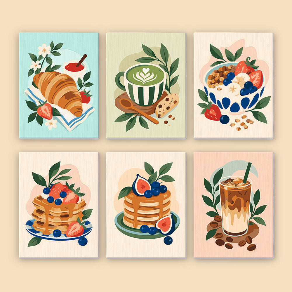 Matcha, Pancakes and Croissants mini paint by numbers – image 8